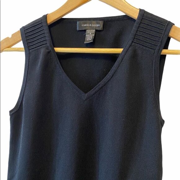 CABLE & GUAGE Black Knit Wide Strap Tank Top S - Picture 3 of 5